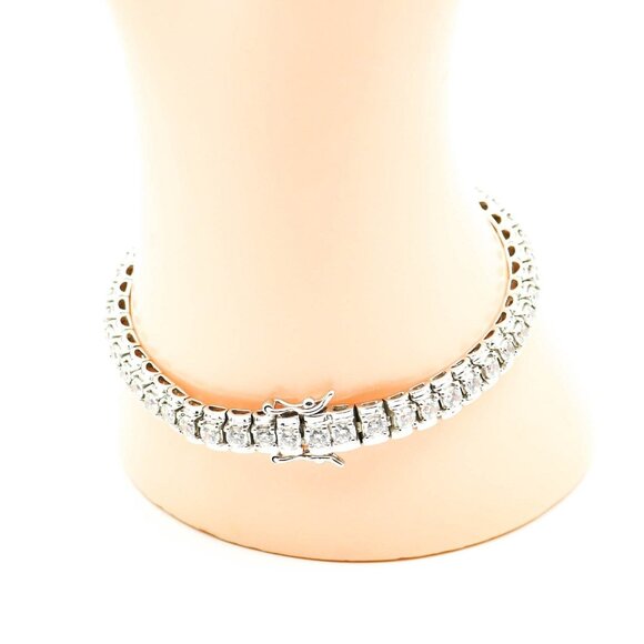 Vintage 7-Inch Sterling Silver Tennis Bracelet With Clear Cubic Zirconia - Picture 3 of 6